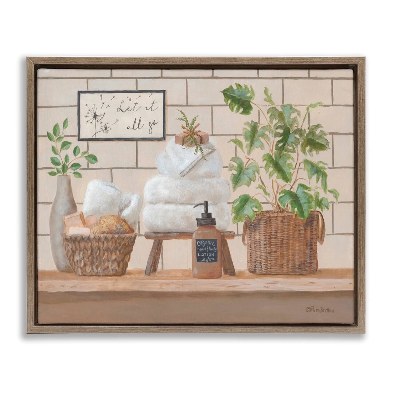 Stupell Industries Comforting Bathroom Spa Still Life Floater Framed Art